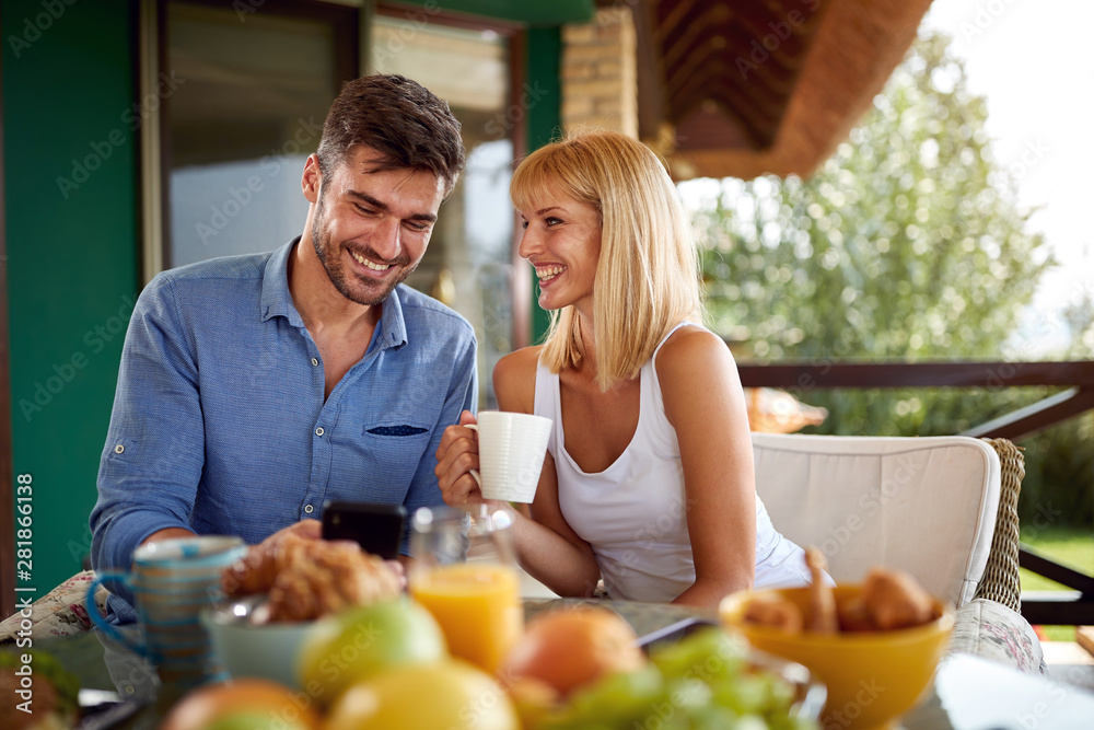 Couple having breakfast