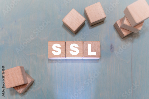 SSL Secure Sockets Layer HTTPS Security Protocol Internet Technology on wooden cubes. photo