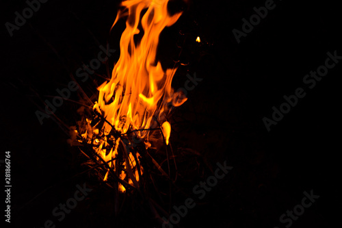 bright fire on a black background