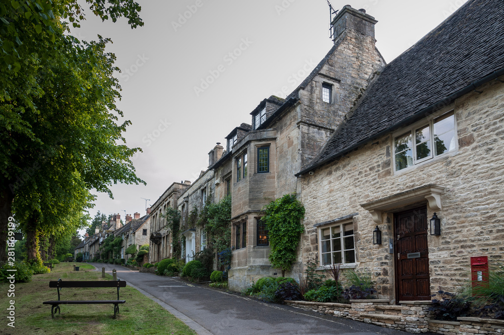 Quaint Cotswold romantic stone cottages on The Hill,  in the lovely Burford village, Cotswolds, Oxfordshire