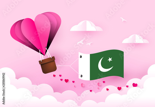 Heart air balloon with Flag of Pakistan for independence day or something similar