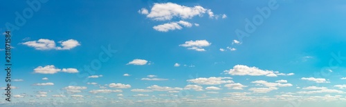 Fantastic soft clouds against blue sky, natural composition - panorama