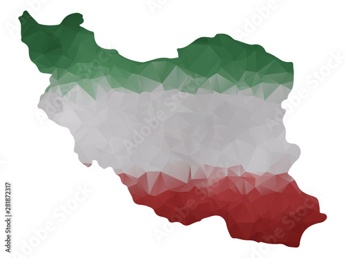 Iran map with flag isolated on white vector illustration