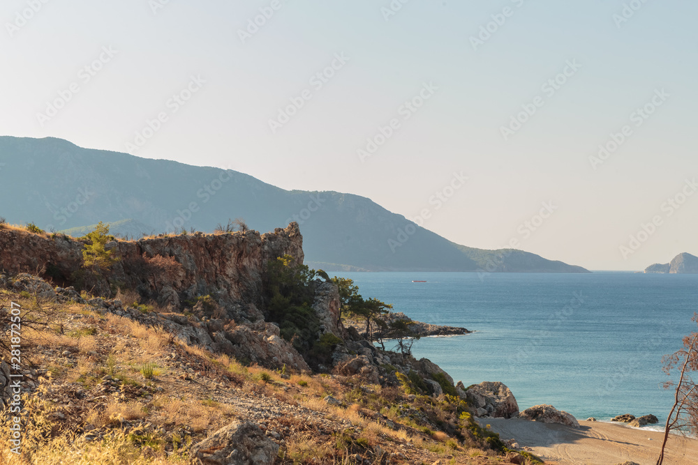 Panoramic view on Mavikent beach, Kumluca, Turkey