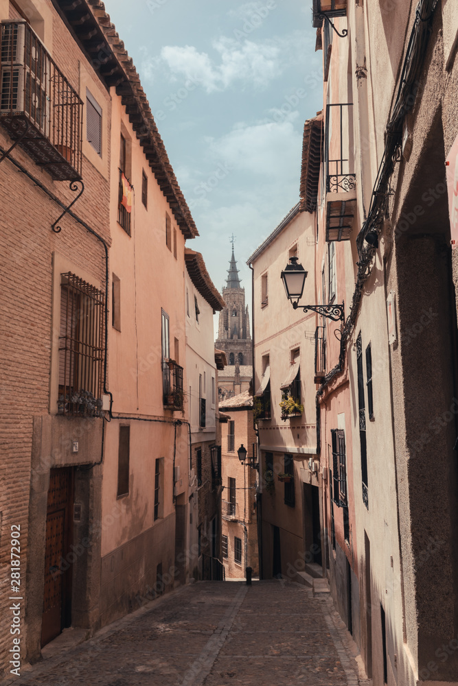 narrow street in old town of Toledo spain