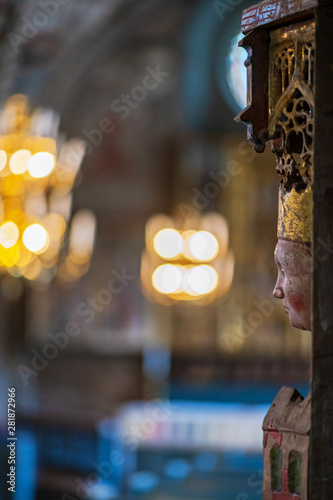 Wooden statues inside the Havero church photo