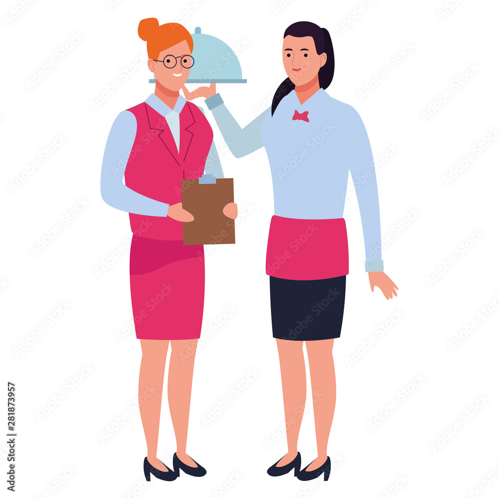 Professionals workers couple smiling cartoons Professionals workers couple smiling cartoons