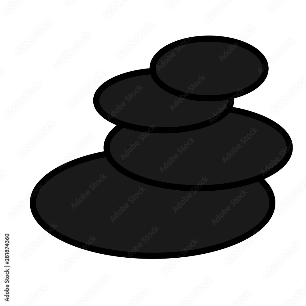Flat black natural simple icon of trendy glamorous oval round basalt stones for massage and stone therapy, beauty guidance. Vector illustration Flat black natural simple icon of trendy glamorous oval round basalt stones for massage and stone therapy, beauty guidance. Vector illustration