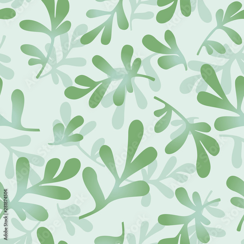 Green and blue leafy seamless pattern. You can enjoy this foliage inspired pattern on packaging  textiles  backgrounds  and more.