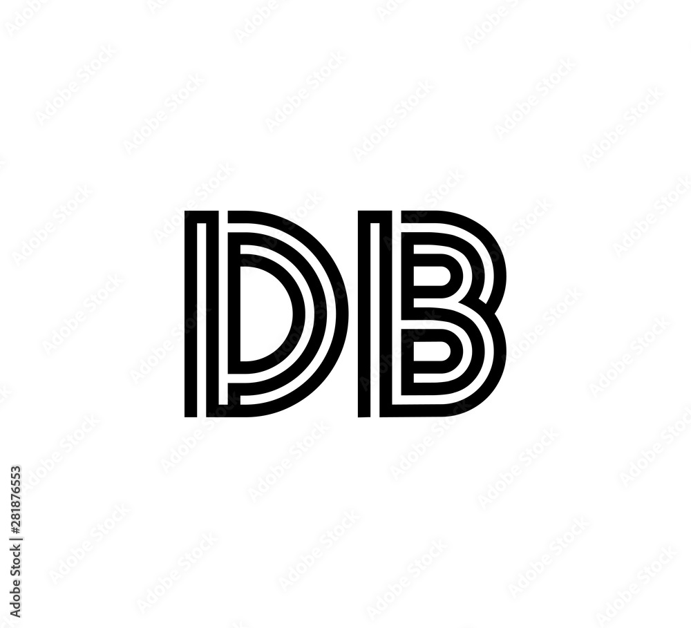 Initial two letter black line shape logo vector DB