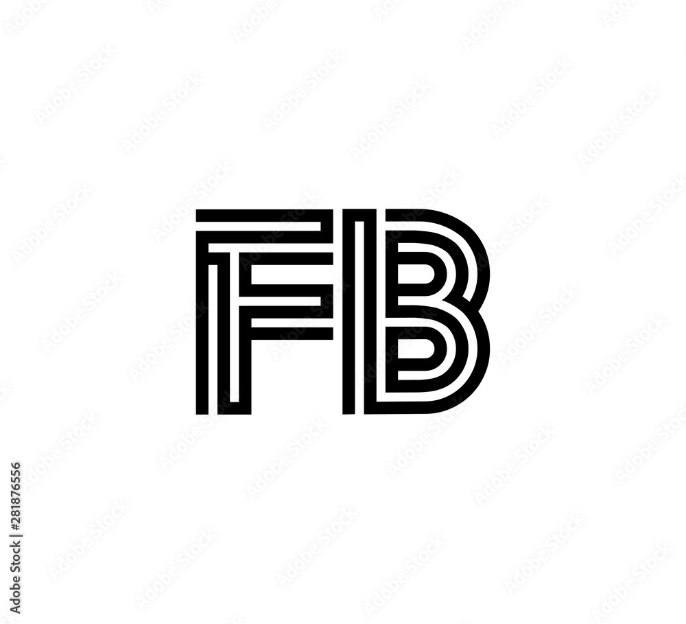 Initial two letter black line shape logo vector FB