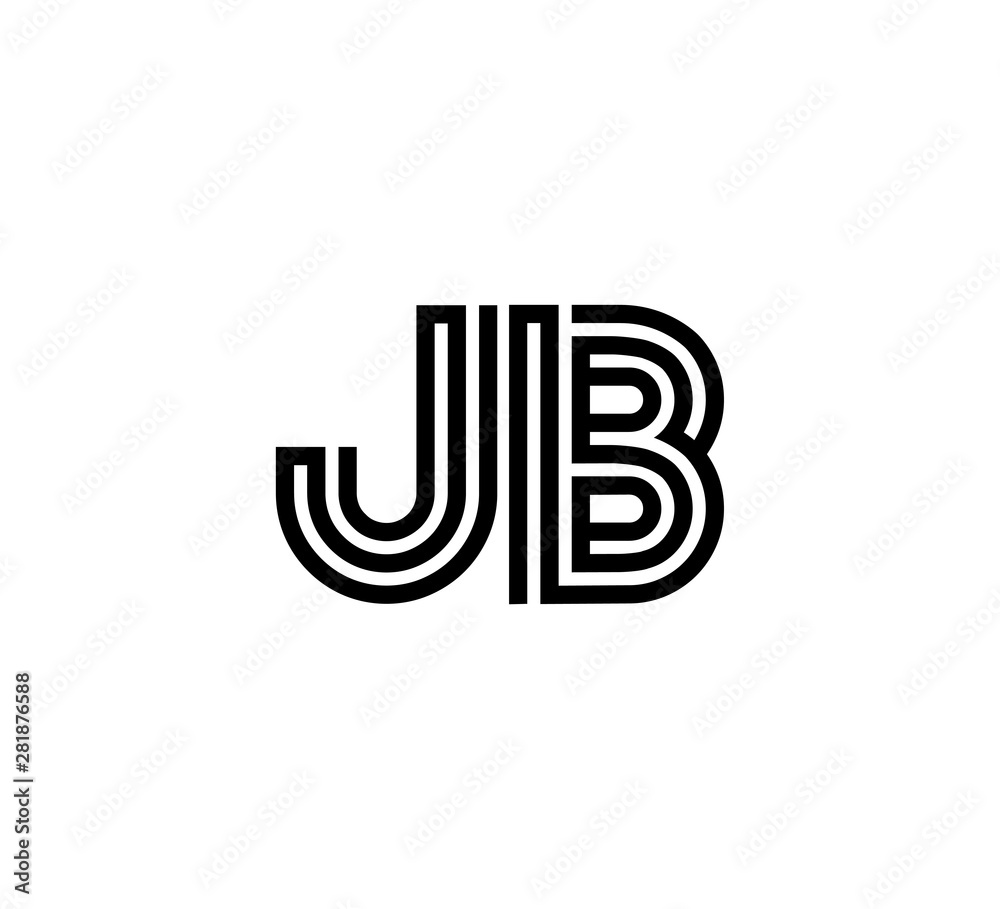 Initial two letter black line shape logo vector JB Initial two letter black line shape logo vector JB