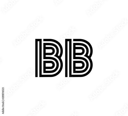Initial two letter black line shape logo vector BB