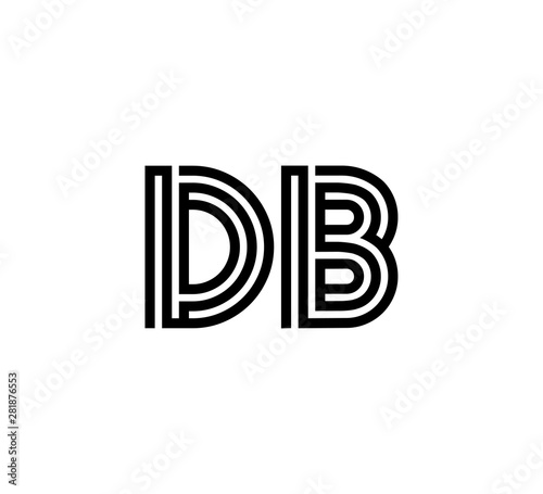 Initial two letter black line shape logo vector DB