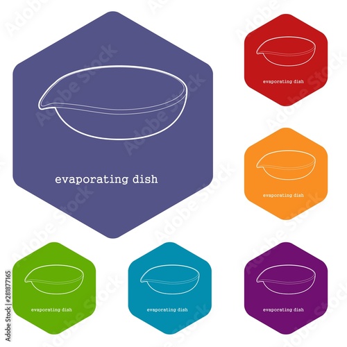 Evaporating dish icon in outline style isolated on white background vector illustration