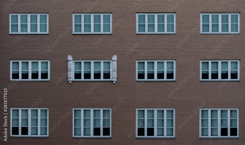 Brick Building with Symmetrical Window Pattern Brick Building with Symmetrical Window Pattern