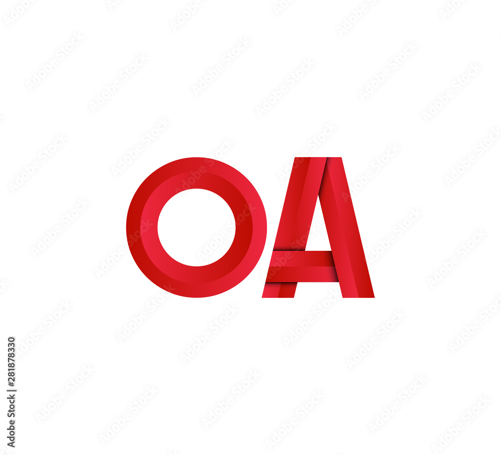 Initial two letter red 3D logo vector OA