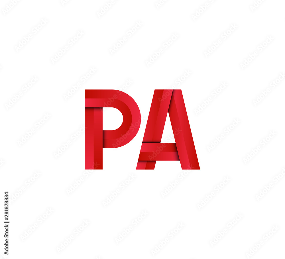 Initial two letter red 3D logo vector PA Initial two letter red 3D logo vector PA