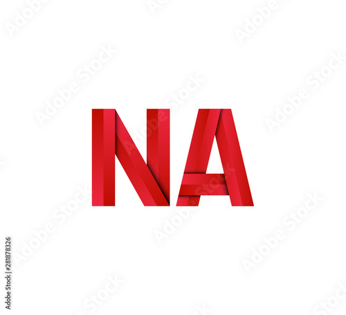 Initial two letter red 3D logo vector NA