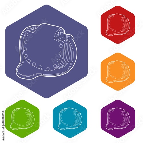 Woman handbag icon in outline style isolated on white background vector illustration
