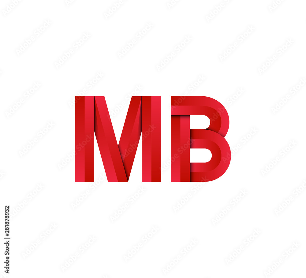 Initial two letter red 3D logo vector MB Initial two letter red 3D logo vector MB