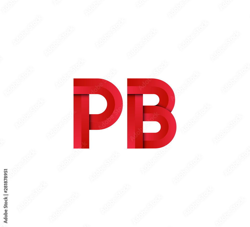 Initial two letter red 3D logo vector PB Initial two letter red 3D logo vector PB