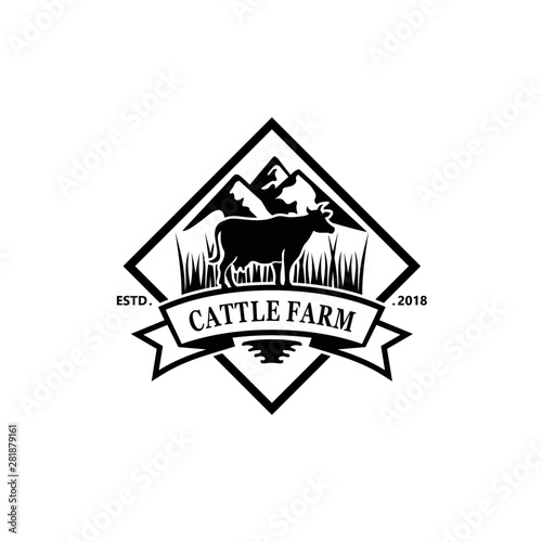 Cattle Farm Logo Design Stock Vector