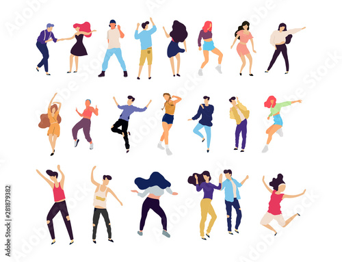 Wallpaper Mural Crowd of young people dancing at club. Big set of characters having fun at party. Flat colorful vector illustration. - Vector Torontodigital.ca
