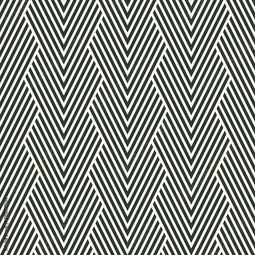 Seamless black and white vintage striped chevron textile pattern vector
