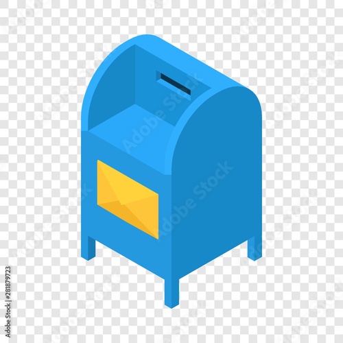 Blue mailbox icon. Isometric illustration of blue mailbox vector icon for web