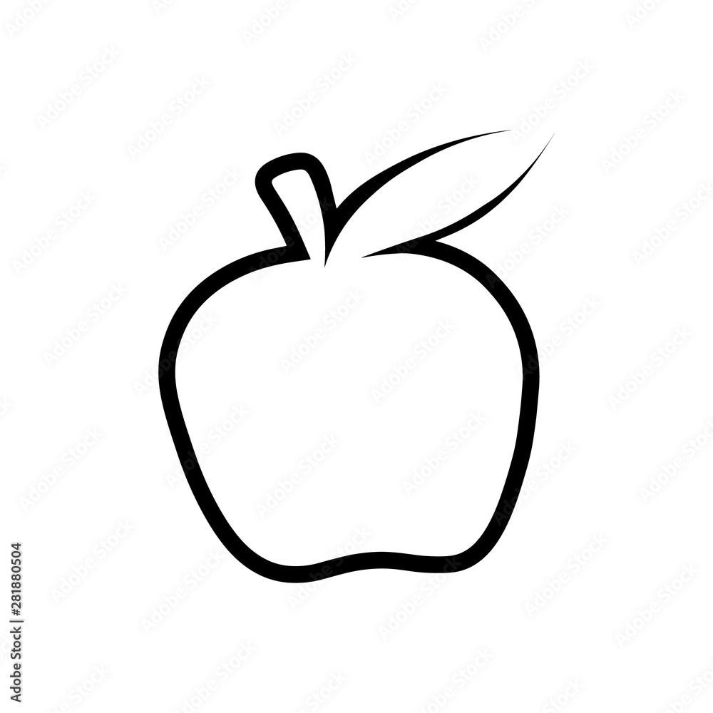 Black Apple vector outline icon. Modern minimal flat design style. illustration monochrome of apple logo. Black Apple vector outline icon. Modern minimal flat design style. illustration monochrome of apple logo.