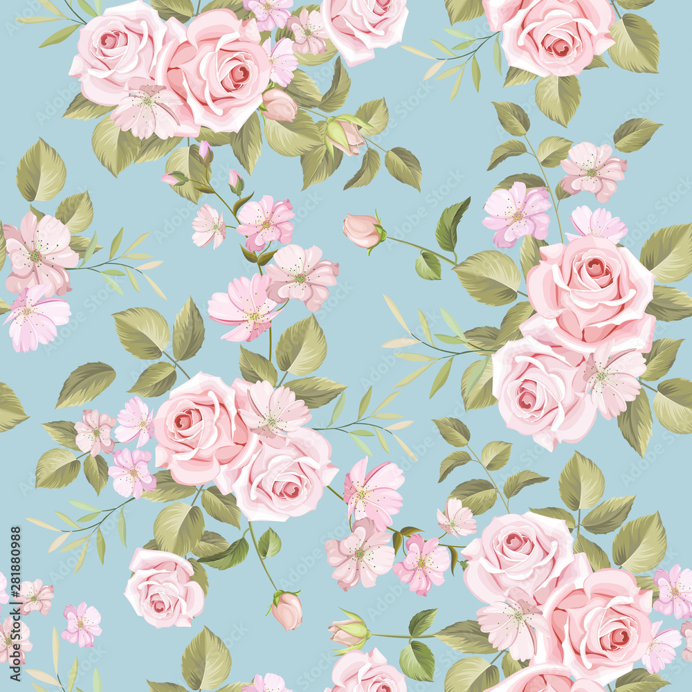 beautiful roses seamless pattern
