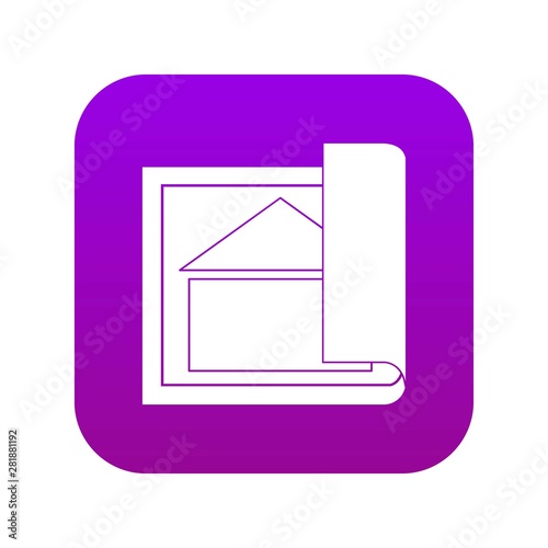 Building plan icon digital purple for any design isolated on white vector illustration