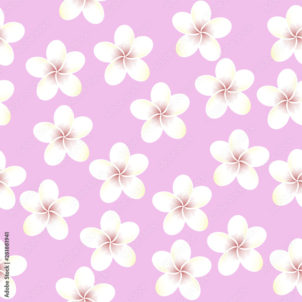 Seamless vector tropical pattern. Plumeria, frangipani. Exotic vector beach wallpaper seamless pattern. Seamless vector tropical pattern. Plumeria, frangipani. Exotic vector beach wallpaper seamless pattern.