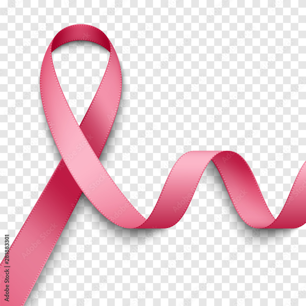 Realistic pink ribbon on transparent background. Symbol of breast cancer  awareness Stock Vector | Adobe Stock