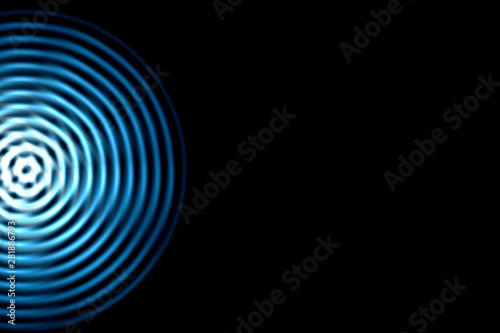 Light blue sound waves oscillating with circle ring  abstract background