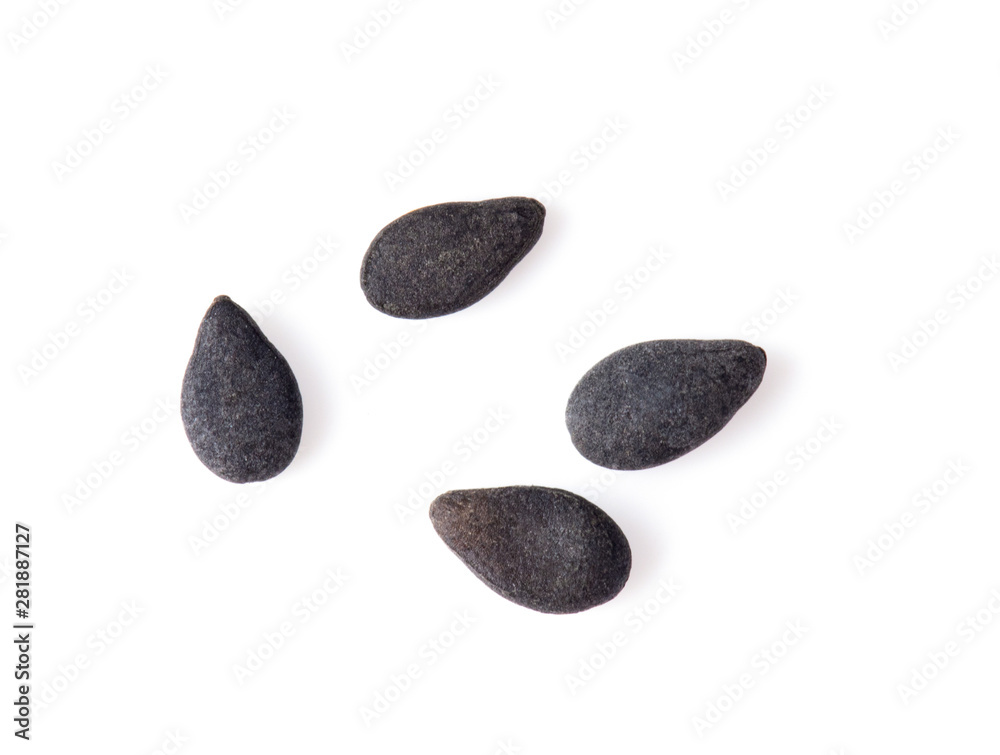 black sesame isolated on white background. top view black sesame isolated on white background. top view