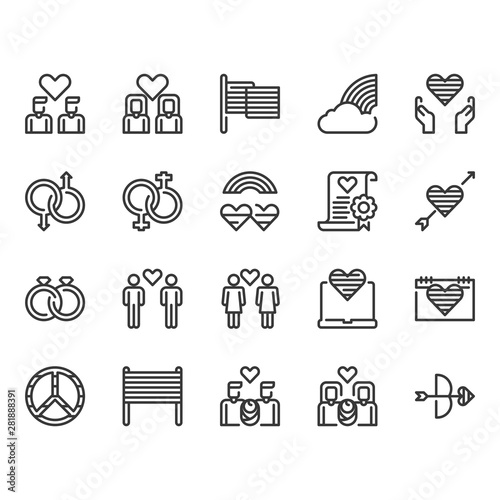 LGBT and decoration icon set.Vector illustration