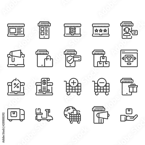 Shopping online icon set.Vector illustration