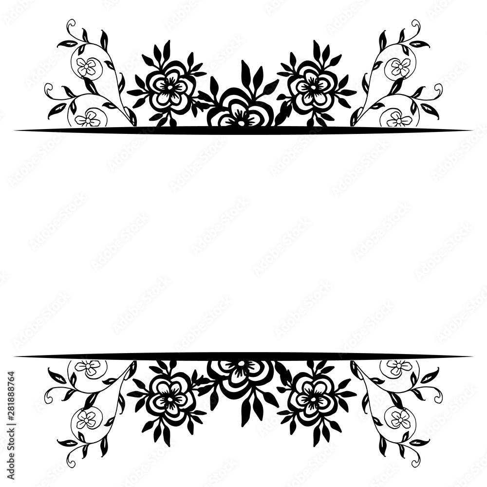 Design flower frame for ornate of invitation card, isolated on a white backdrop. Vector