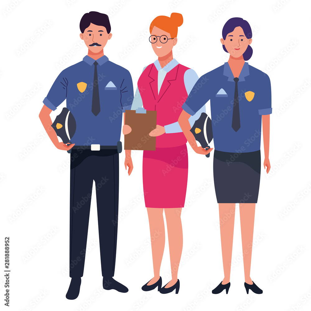 Professionals workers characters smiling cartoons Professionals workers characters smiling cartoons