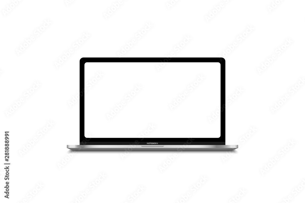 Modern laptop computer mockup vector isolated on white illustration template for content