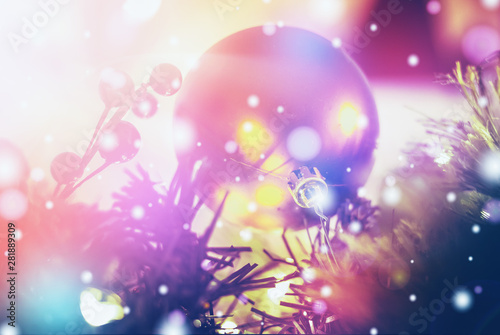 Christmas Background with bokeh light; Blurred Xmas background