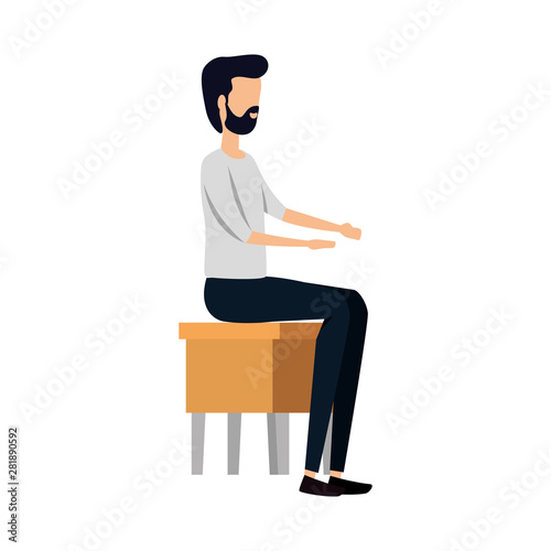 elegant businessman worker seated in bench