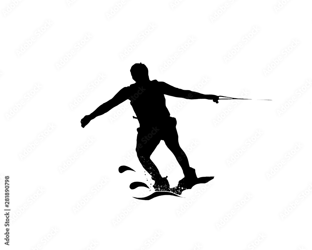 Silhouette of Water Skier Silhouette of Water Skier
