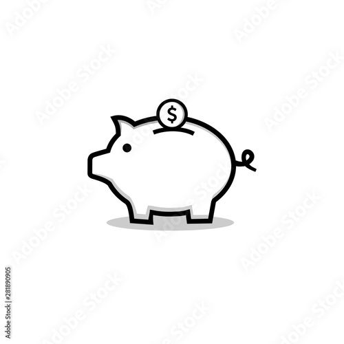 Piggy bank with coin vector