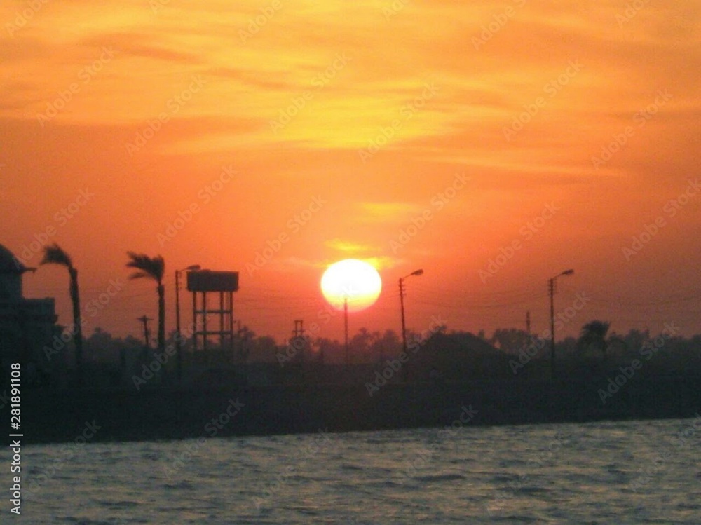 sunset at the sea in Egypt the area of ​​Lake Qaroun