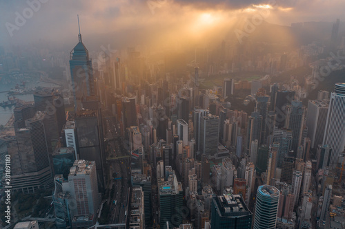 Hong Kong central at aerial view