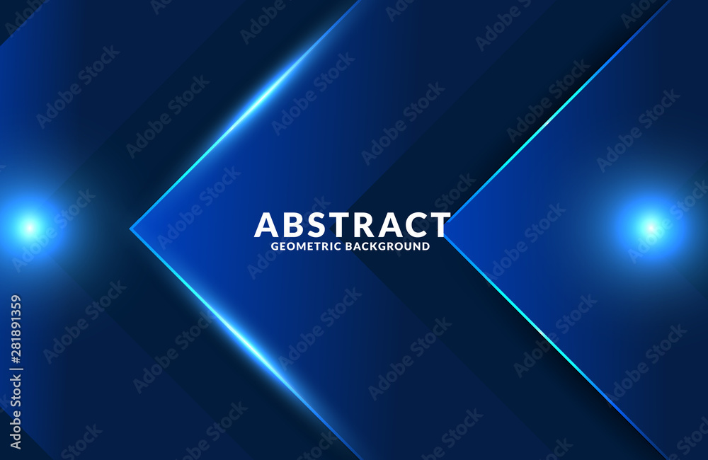 Blue abstract geometric background. Neon light effect vector Blue abstract geometric background. Neon light effect vector