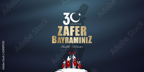 30 August, Victory Day in Turkey, (30 agustos, zafer bayrami.) Billboard, Poster, Social Media, Greeting Card template vector illustration.	